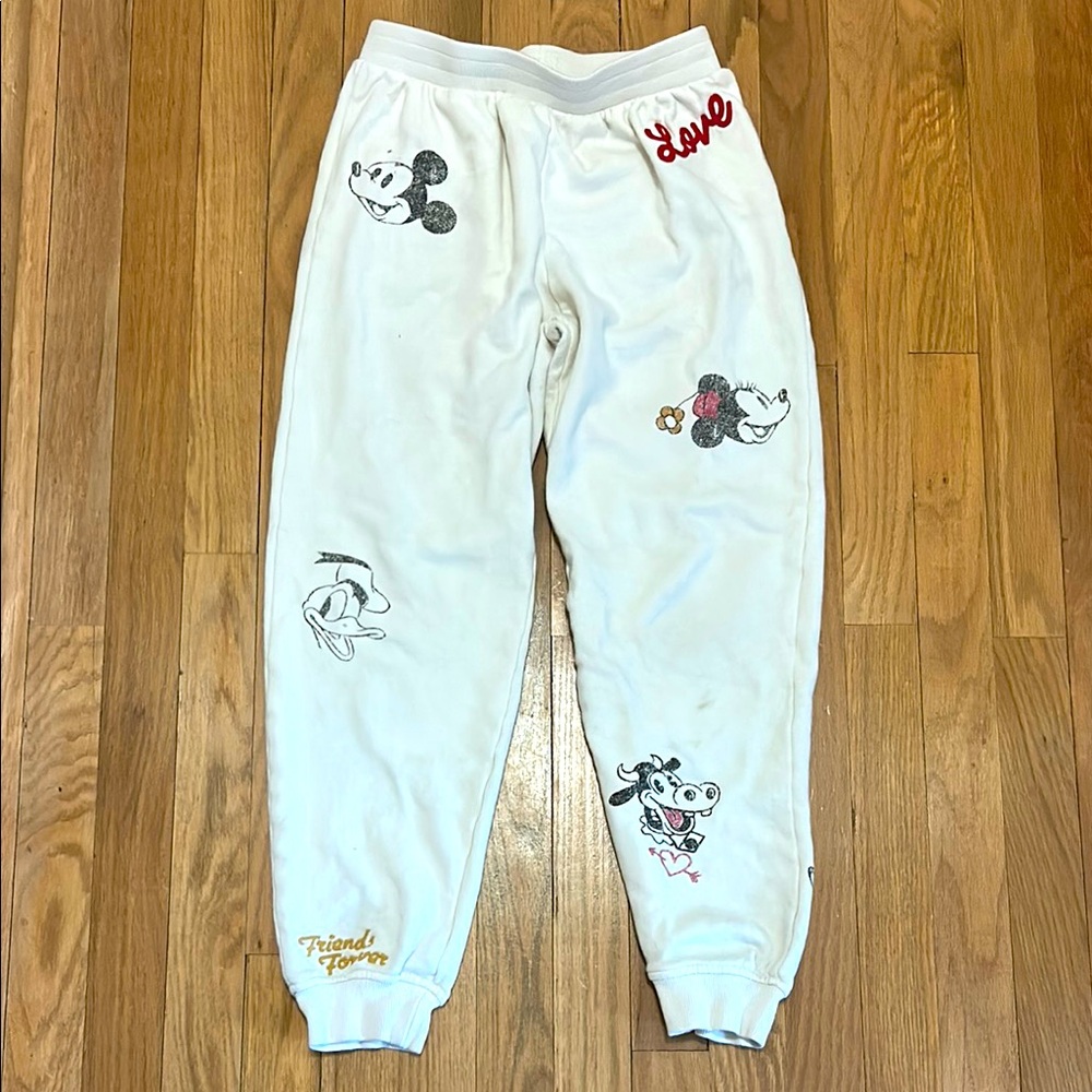 Disney Girls Mickey Mouse Jogger Sweatpants Cream 11/12